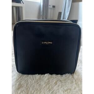 NWOT Lancome black zip up faux leather case for makeup or travel